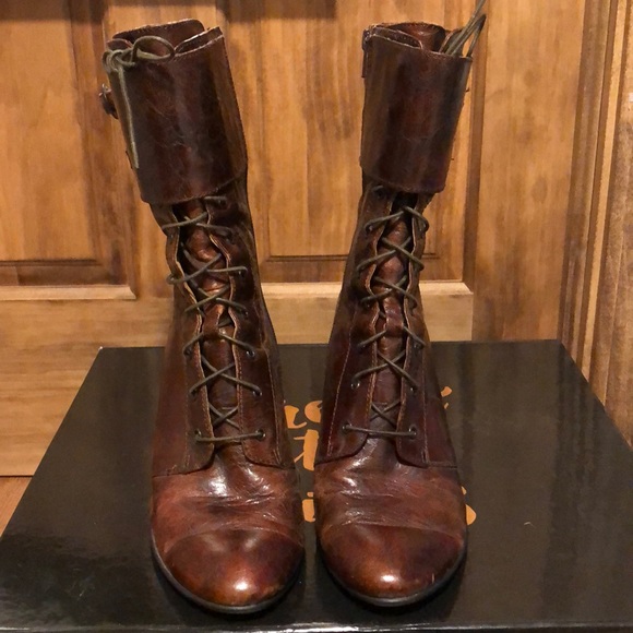born leather lace up granny boots